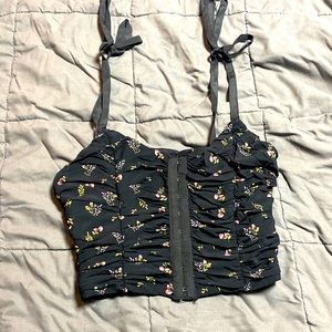 Black flora corset type shirt